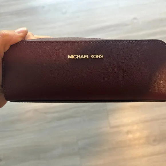 Michael Kors Burgundy Pencil Case - Picture 1 of 3